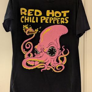 Black Graphic T-Shirt with Pink Octopus Design